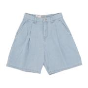 Carhartt Wip Blå Sten Blekt Denim Shorts Blue, Dam