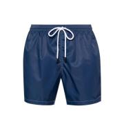 Barba Napoli Blå badshorts med logopatch Blue, Herr