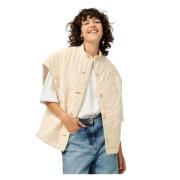 Sessun Oversized Quiltad Ärmelös Jacka Beige, Dam