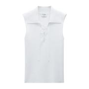 Filippa K Laced Collar Top White, Dam