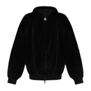 Balenciaga Velourhoodie med logotyp Black, Dam