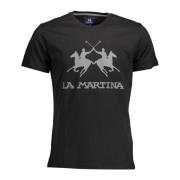 La Martina Svart Bomull T-Shirt med Tryck Black, Herr