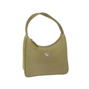 Prada Vintage Pre-owned Nylon handvskor Beige, Dam