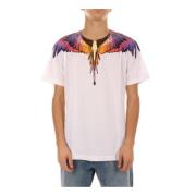 Marcelo Burlon Bomull Crewneck T-shirt med Tryck Beige, Herr