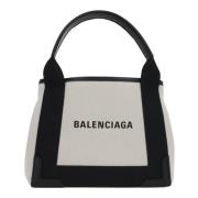 Balenciaga Svart canvas toteväska med läderdetaljer Multicolor, Dam