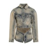 EgonLab Champagne Stonewashed Cutout Denim Jacket Multicolor, Herr