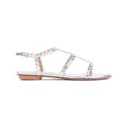 Aquazzura Silver Tequila Platta Sandal Gray, Dam