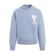 Ami Paris Round-neck Knitwear Blue, Herr