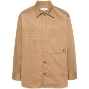 Maison Kitsuné Stilren Beige Overshirt för Män Beige, Herr