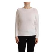 Alpha Studio Round-neck Knitwear White, Dam