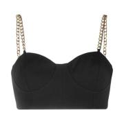 Michael Kors Strukturerad Crepe Bustier Topp Black, Dam