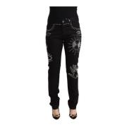 Valentino Svart Smyckad Midja Denim Jeans Black, Dam