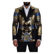 Dolce & Gabbana Guld Blommig Dubbelknäppt Jacka Blazer Multicolor, Her...