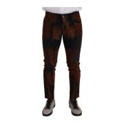 Dolce & Gabbana Svart Brun Tie-Dye Slim Fit Jeans Multicolor, Herr