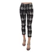 Dolce & Gabbana Svarta Ananasprint Skinny Capri Byxor Black, Dam