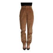 Dolce & Gabbana Lyxiga Högmidjade Corduroy Skinny Byxor Brown, Dam