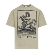 Etro Grön Tryck Bomull T-shirt Green, Herr