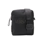 Versace Canvas crossbodyvskor Black, Herr