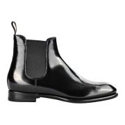 Santoni Italienska Läder Ankelboots Beatles Stil Black, Dam