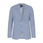 Hugo Boss Blå Ullblandning Slim Fit Blazer Blue, Herr