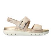 Mephisto Flat Sandals Beige, Dam