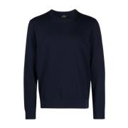 PS By Paul Smith Round-neck Knitwear Blue, Herr