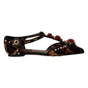 Dolce & Gabbana Leopard Blomma T-Rem Sandaler Multicolor, Dam