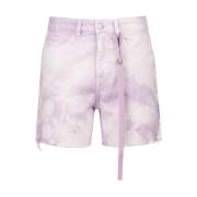 Icon Denim Multifärgade Denim Shorts med Funktionella Fickor Pink, Dam