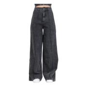 Adidas Originals Grå Montreal Denim Wide Leg Jeans Black, Dam