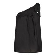 Co'Couture Asymmetrisk Svart Topp med Volangdetalj Black, Dam