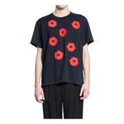 Comme des Garçons Svart Grafiskt Tryck T-shirt Black, Herr