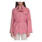 Fay Kort Trenchcoat med Bälte Pink, Dam