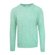 Malo Cashmere Blend Rund Hals Tröja Green, Herr