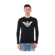 Emporio Armani Mysig Stickad Tröja Pullover Black, Herr