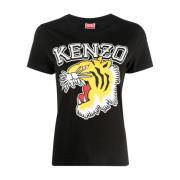Kenzo Tiger Varsity T-shirt Svart Multifärg Black, Dam