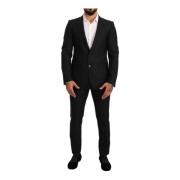 Dolce & Gabbana Peak Lapel Slim Fit Suit Black, Herr