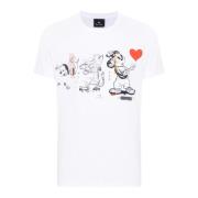 PS By Paul Smith Tecknad Slim Fit T-shirt White, Herr