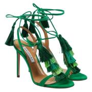 Aquazzura Capri Tassel Sandaler Green, Dam