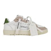 Off White Vita Lädersneakers med Grön Patch Multicolor, Dam