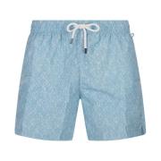 Fedeli Blå Blommig Badshorts Blue, Herr