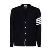 Thom Browne Blå V-ringad Cardigan Tröja Blue, Herr