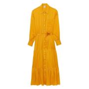 Ines De La Fressange Paris Elegant Lång Klänning med Volanger Yellow, ...