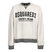 Dsquared2 Oversized Fit Sweatshirt i Vit White, Herr