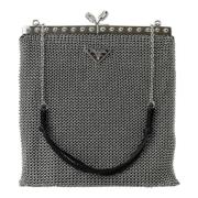 Prada Silver Mesh Axelväska Gray, Dam