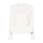 Moncler Snygg Stickad Cardigan Tröja White, Dam