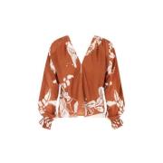 Mare Di Latte Divya Blus med Palladio Print Brown, Dam