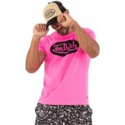 VON Dutch Front Logo Tee i Fuchsia Pink, Herr