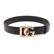 Dolce & Gabbana Korsad 'Dg' Logotyp Läderbälte Black, Dam