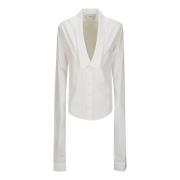 Coperni Casual Open Collar Skjorta White, Dam