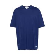 Comme des Garçons Logo-print bomull T-shirt i blå Blue, Herr